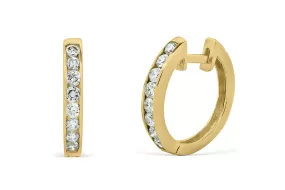 0.41 CT TW Round Diamond Hoop Earrings 14K Yellow Gold DER007