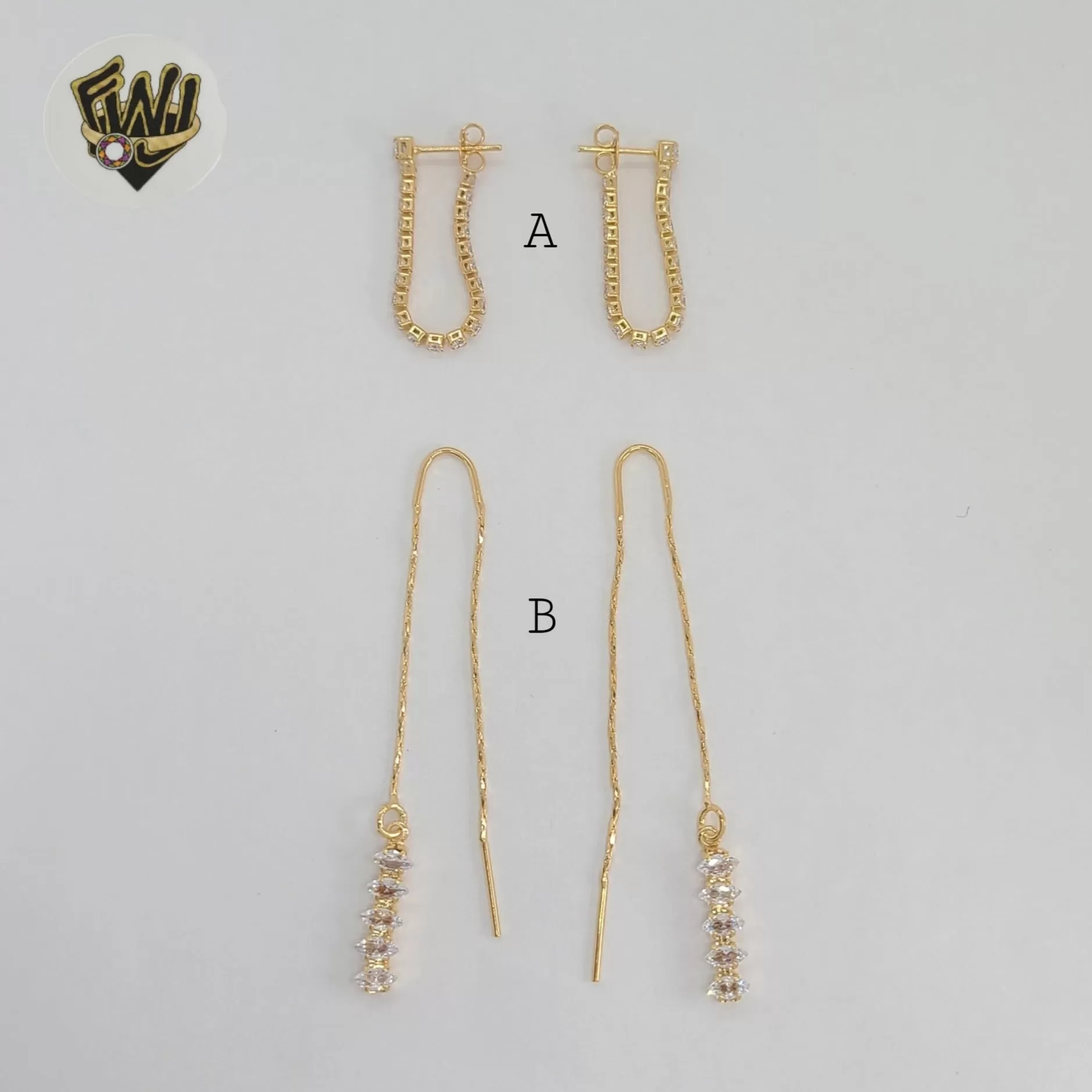 (1-1237-6) Gold Laminate - Zircon Long Earrings - BGF