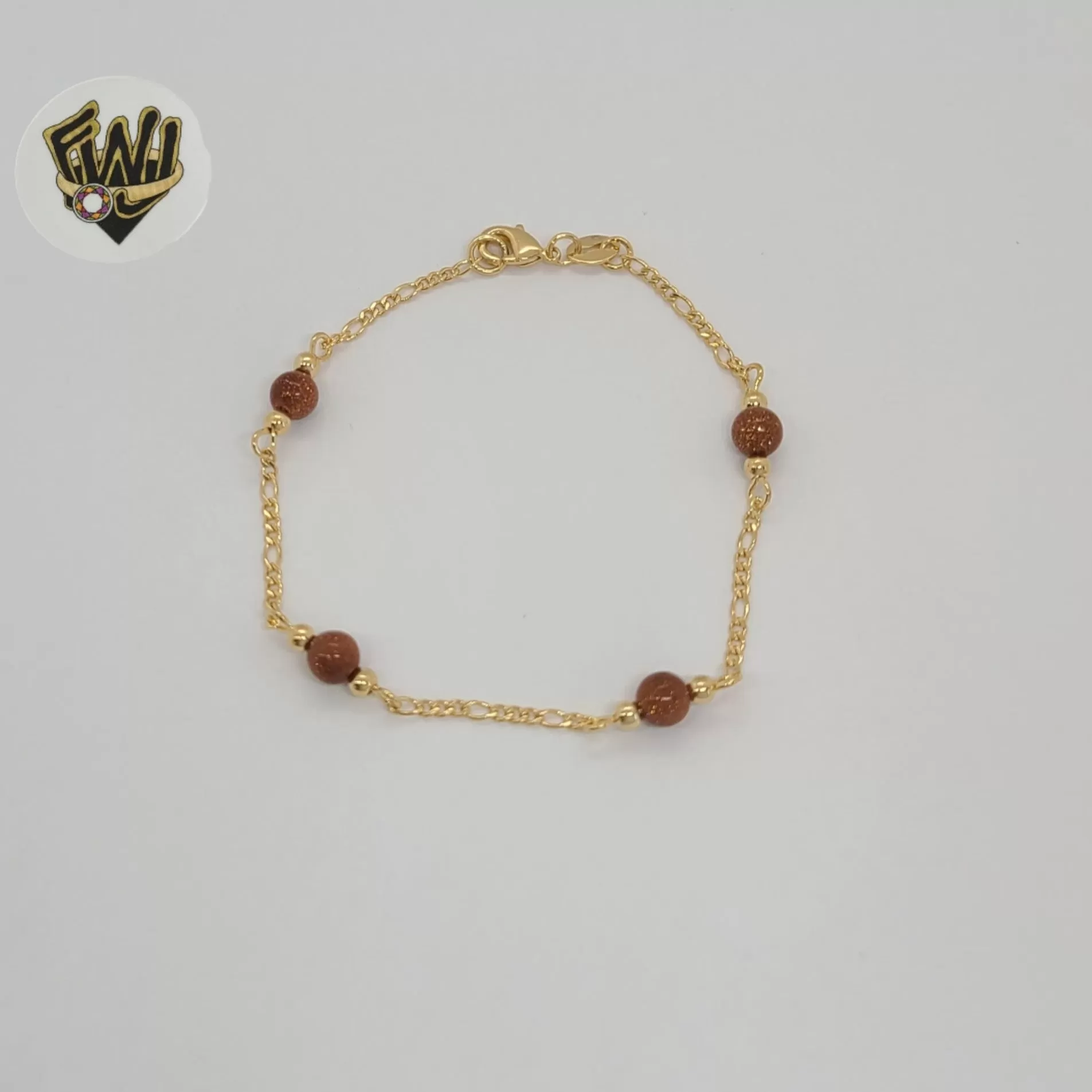 (1-3901-C) Gold Laminate - 6mm Venturina Beads Bracelet - 7.5 - BGF