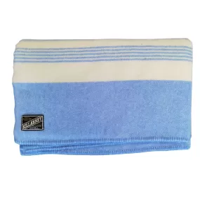 100% Pure Wool Blanket - White / Blue