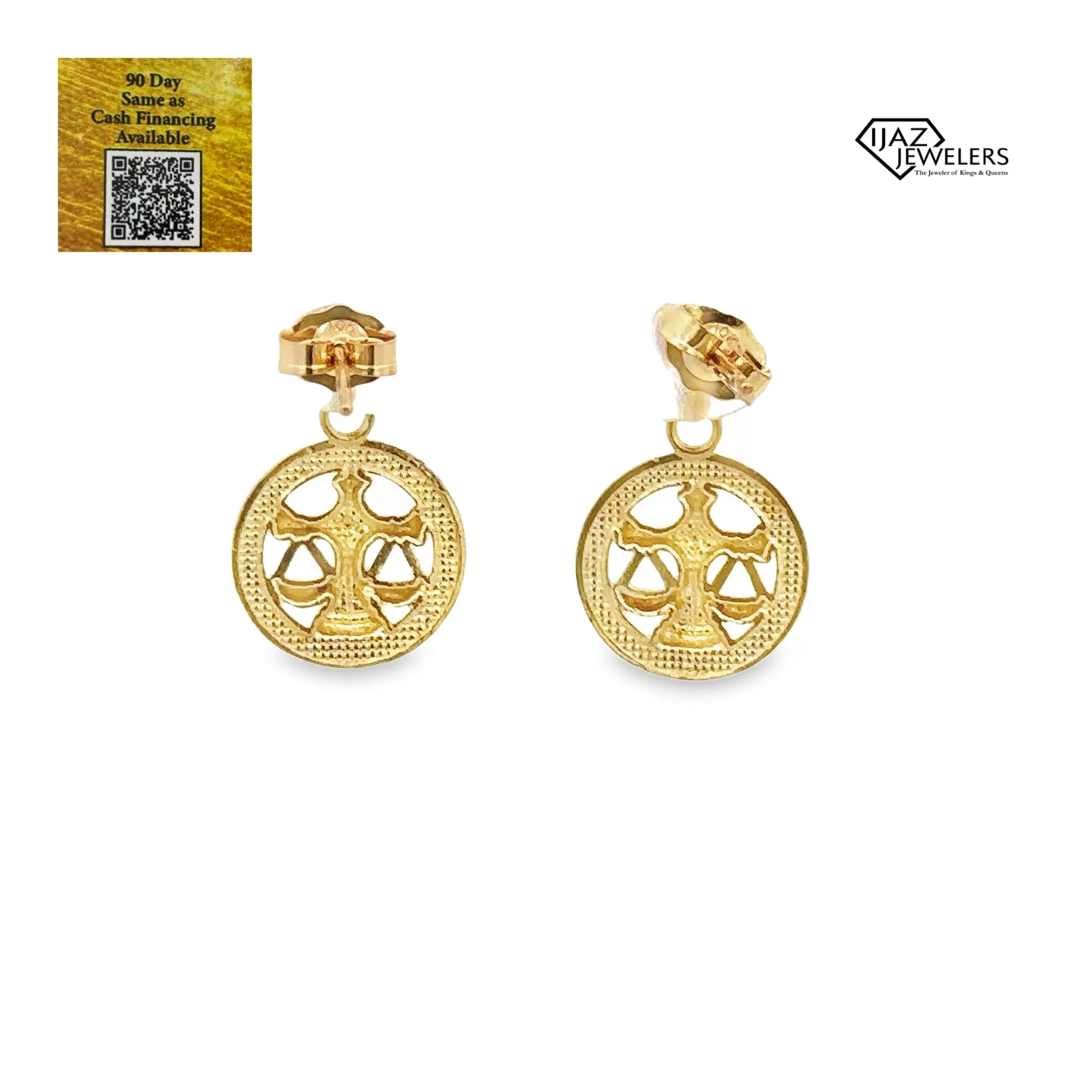 10K Gold Libra Zodiac Earrings