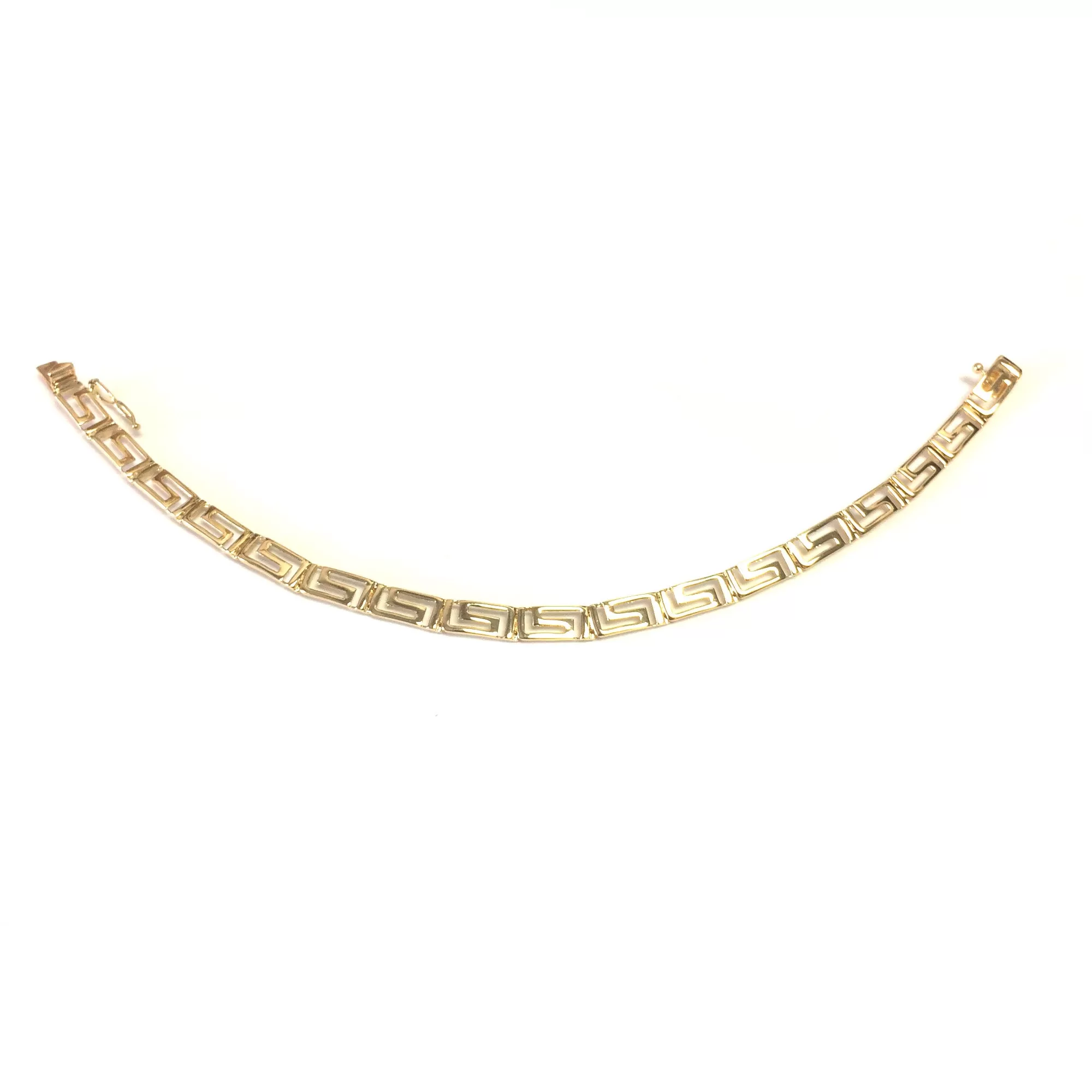 14k Yellow Gold Greek Key Link Bracelet, 7.25