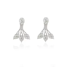 18K Gold Natural Diamond Ear Jacket Earrings