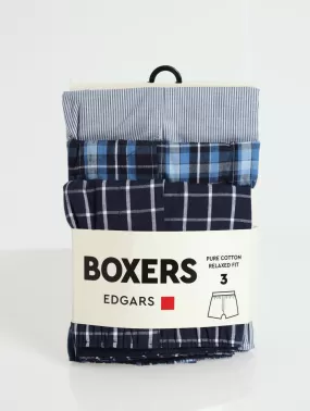 3 Pack Value Boxers - Blue