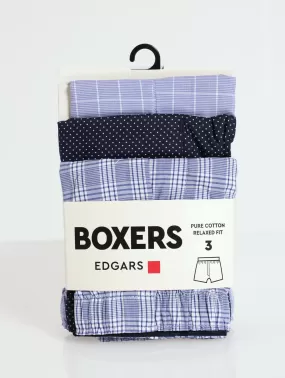 3 Pack Value Boxers - Blue