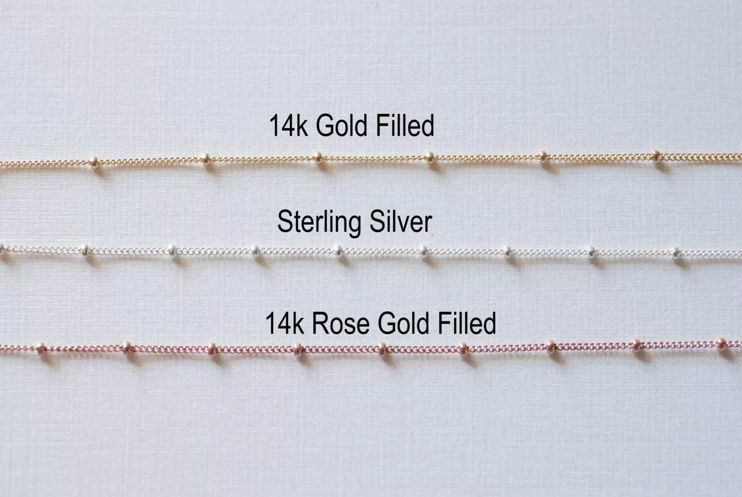 5ft 14K Gold Filled, 14k Rose Gold Filled or Sterling Silver Satellite Curb Ball Beaded Chain, Wholesale Satellite Gold Filled Chain