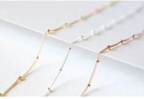 5ft 14K Gold Filled, 14k Rose Gold Filled or Sterling Silver Satellite Curb Ball Beaded Chain, Wholesale Satellite Gold Filled Chain