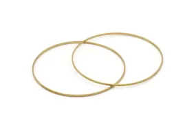 80mm Circle Connectors - 12 Raw Brass Circle Connectors (80x0.75x1.8mm) Bs 1076