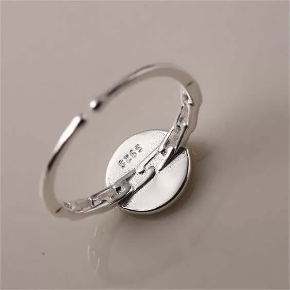 925 Silver Portrait Round Tag Plain Ring