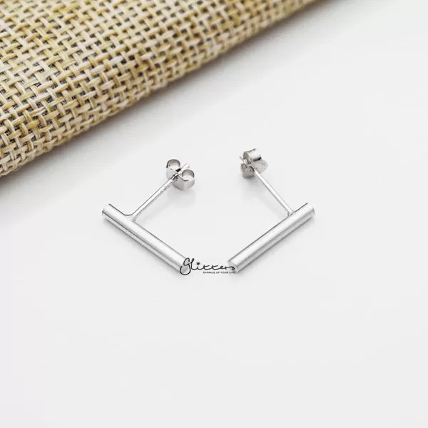 925 Sterling Silver Minimalist Round Bar Stud Earrings