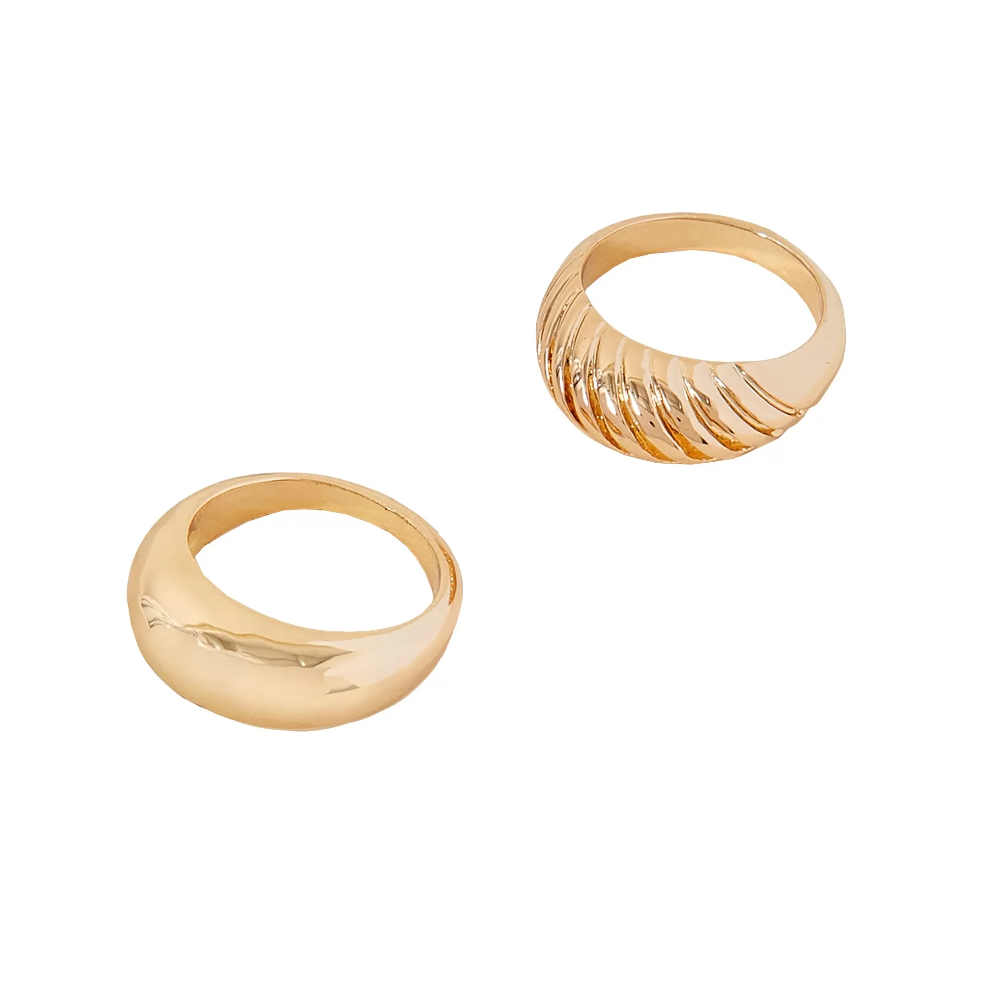 Accessorize London Women's  Gold Chunky Croissant Rings Set Of Two-Large