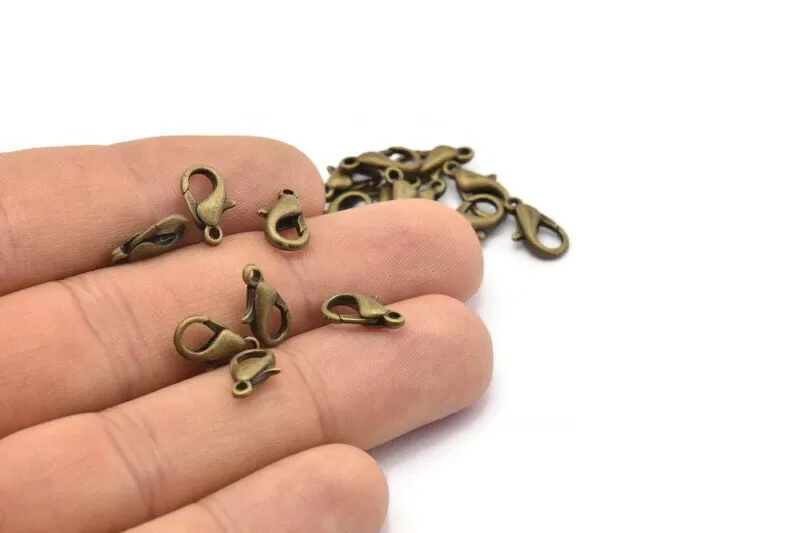 Antique Bronze Clasp, 100 Antique Bronze Lobster Claw Clasps (12x6mm) P502 A0365