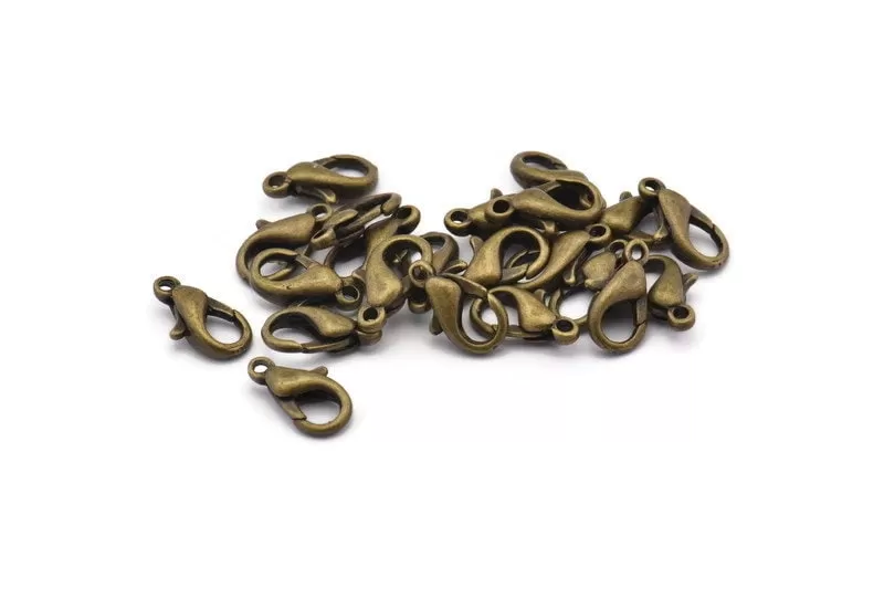 Antique Bronze Clasp, 100 Antique Bronze Lobster Claw Clasps (12x6mm) P502 A0365