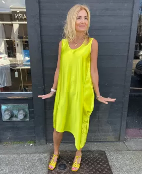 AP5163 Chartreuse Round neck Dress