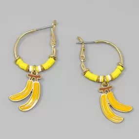 Banana Charm Beaded Hoop Earrings