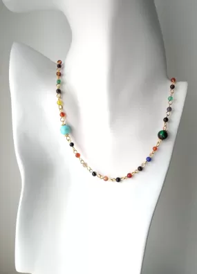 Beaded Jeweled Chain Necklace