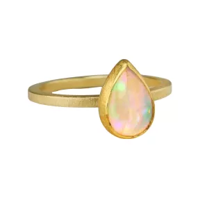 Bezel-Set Teardrop Ethiopian Opal Ring