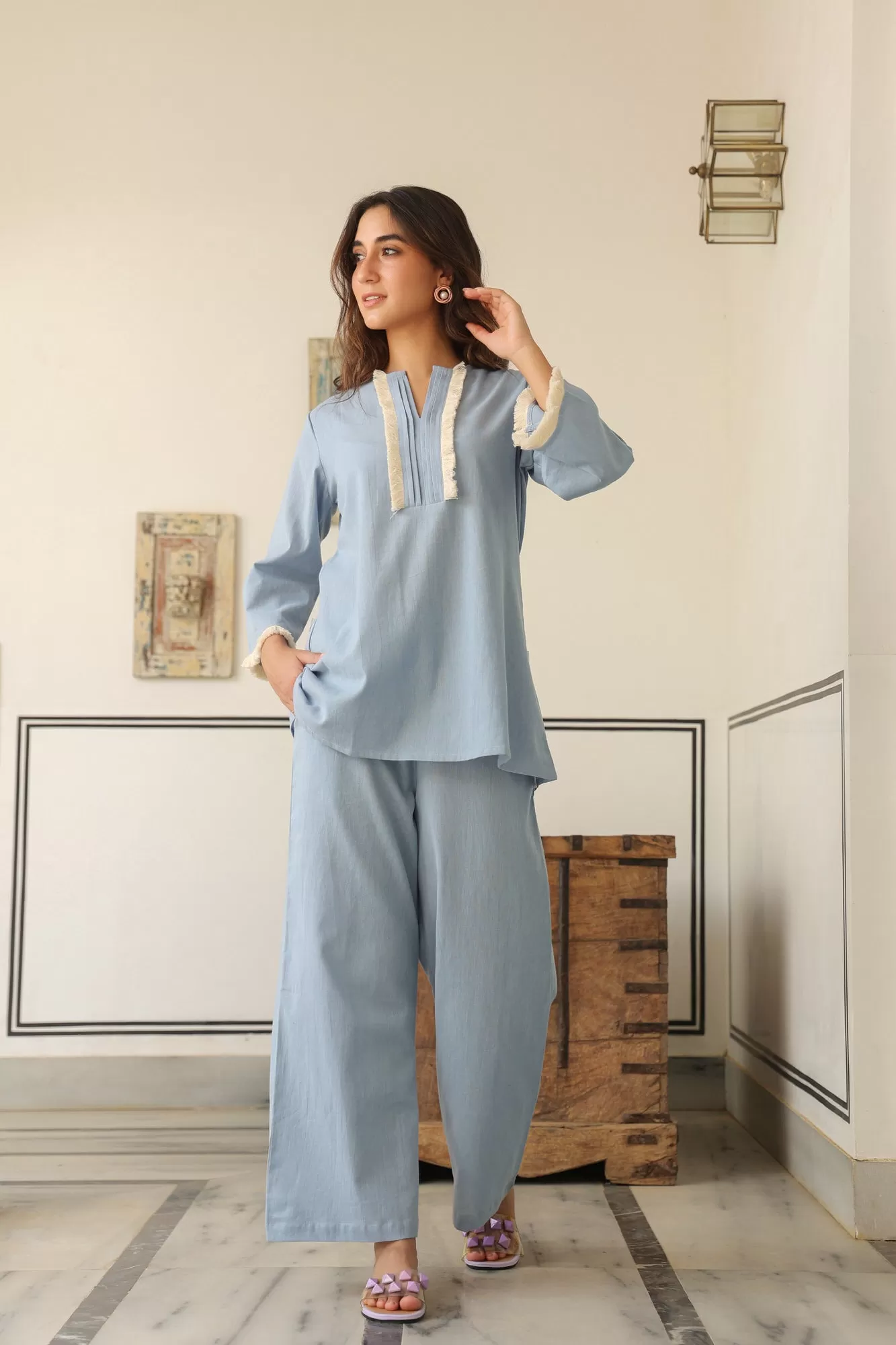 Blue Fantasy Cotton Flex Co-ord Set