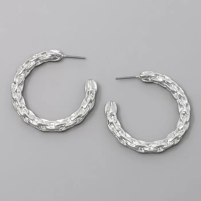 Braided Metal Hoop Earrings