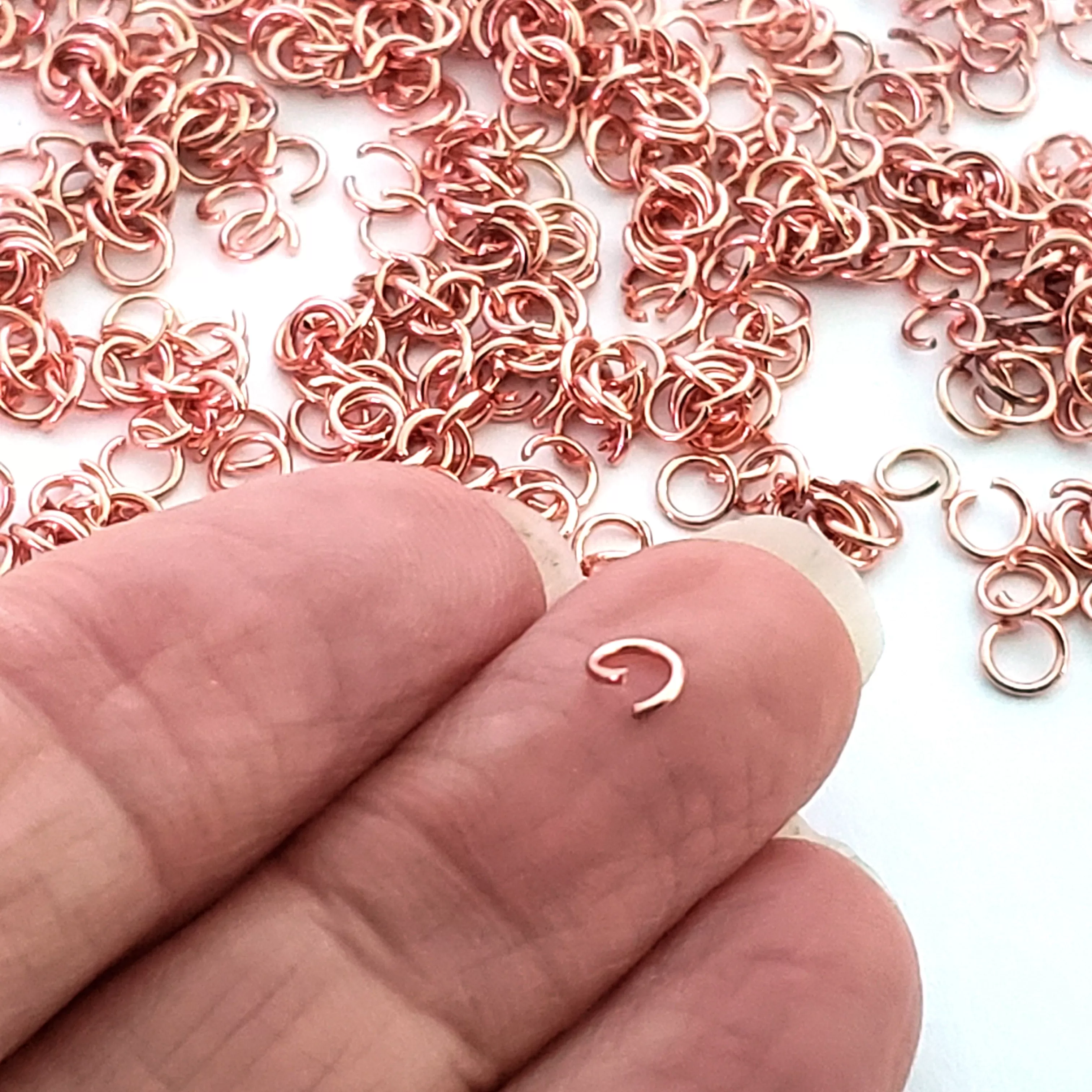 Brass Jump Rings, Rose Gold Plated Stainless, 4x0.6mm, Open, NOT Non-Tarnish, Lot Size 100