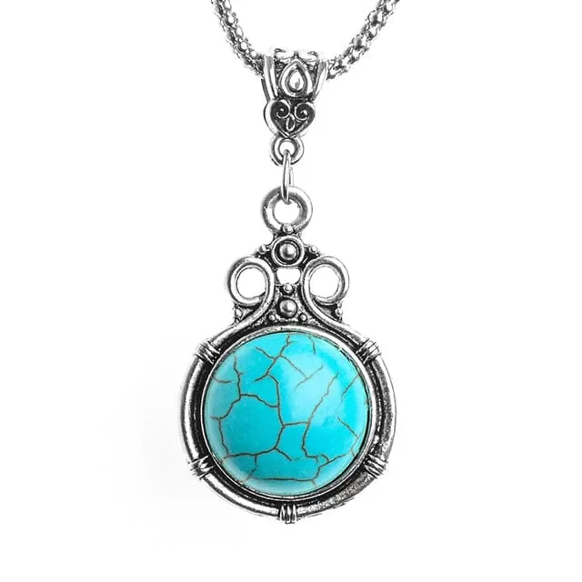 Calming Turquoise Silver Pendant Necklace