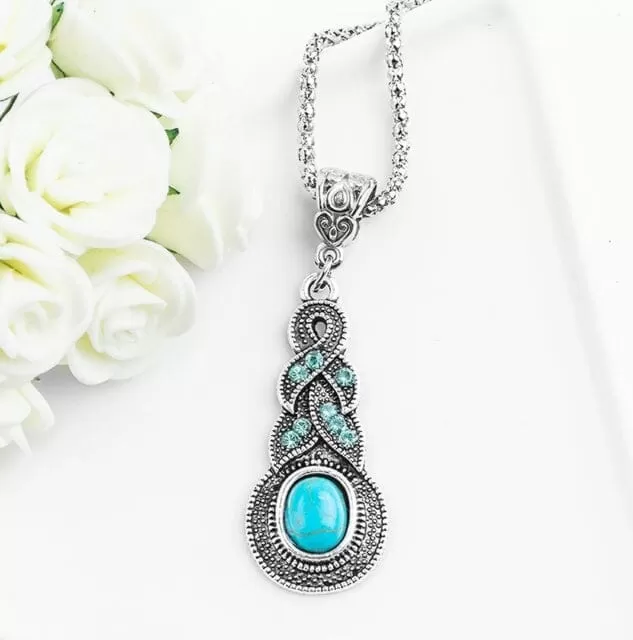 Calming Turquoise Silver Pendant Necklace