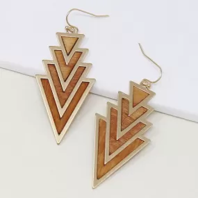 Chevron Wooden Dangle Earrings