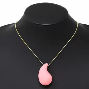 Chunky Matte Teardrop Pendant Short Chain Necklace