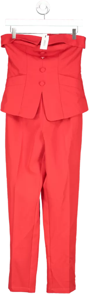 Coast Red Tailored Bandeau Slim Leg Jumpsuit UK 8