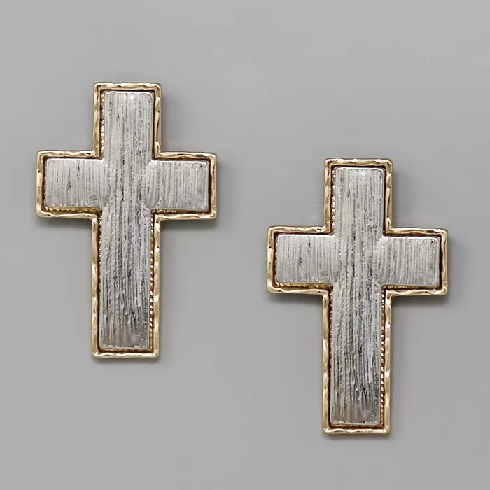 Cross Metal Drop Earrings