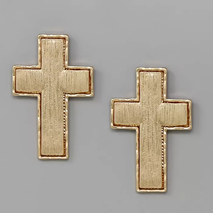 Cross Metal Drop Earrings