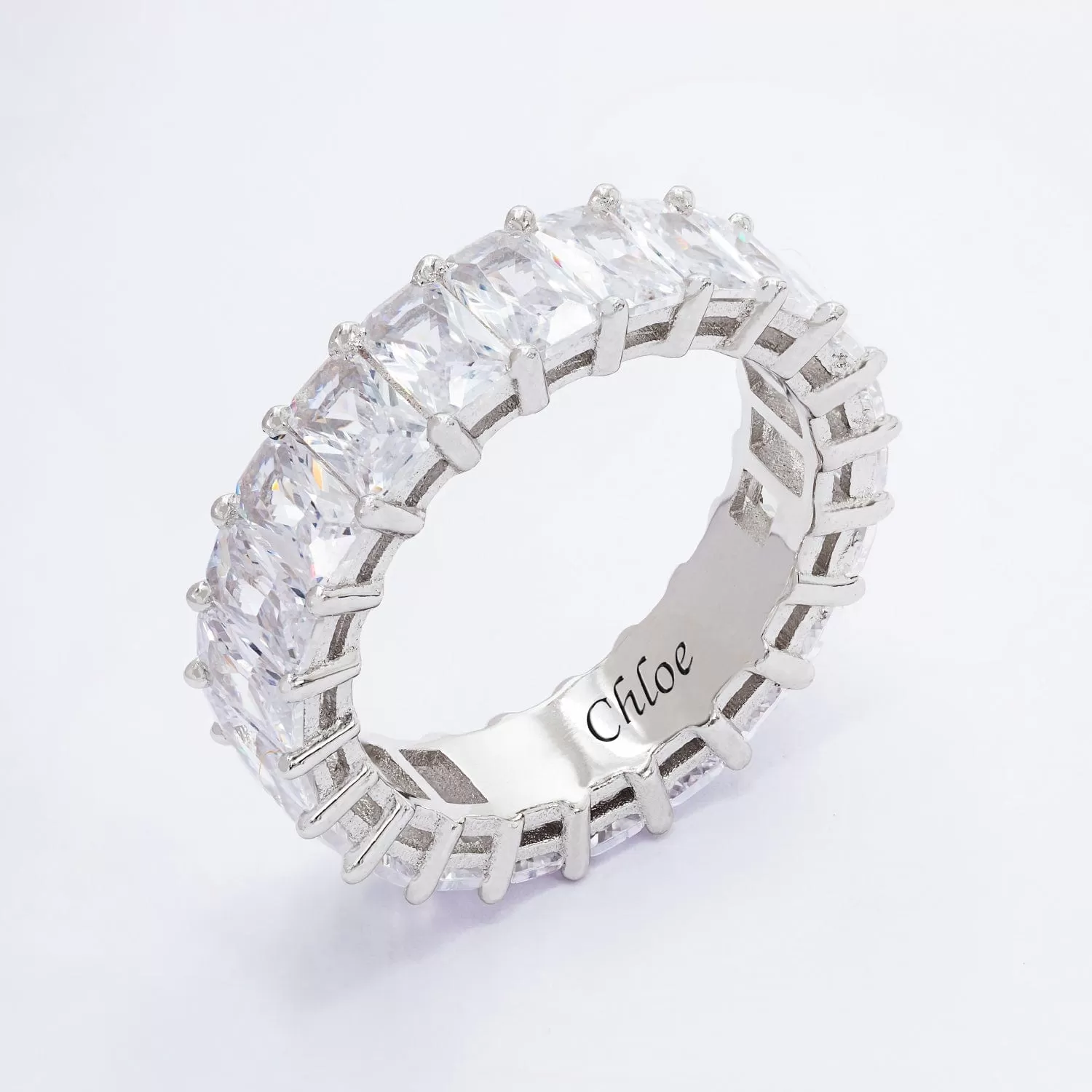 Crystal Engraved Personalized Cubic Zirconia Ring