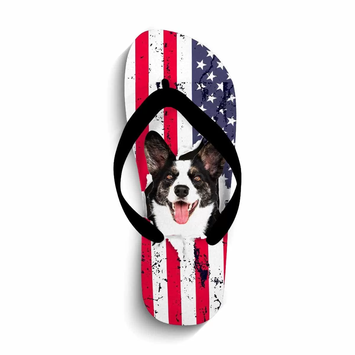 Custom Pet Face US Flag Flip Flops For Both Man And Woman Funny Gift For Vacation,Wedding Ideas For Guests