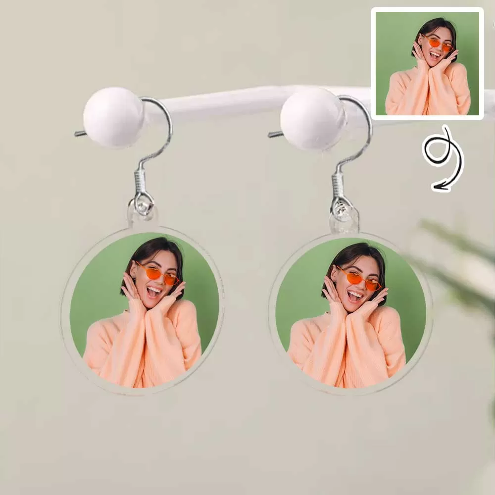 Custom Photo Face Unique Earrings Personalized Portrait Earrings Custom Photo Earrings (Two Pairs)