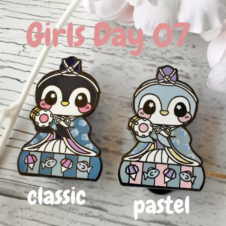 Drummer Penguin: Girl's Day Animal Enamel Pins