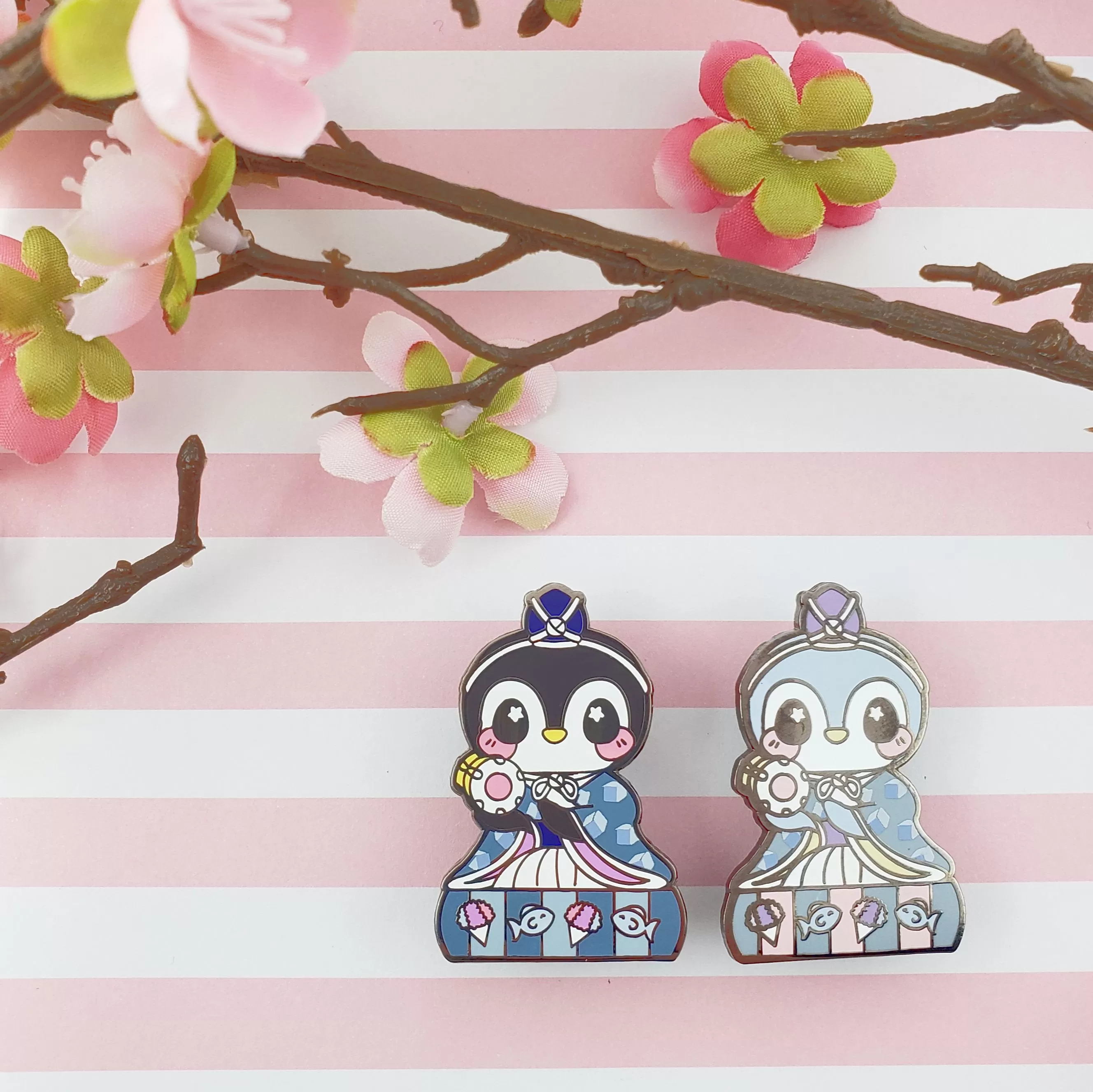 Drummer Penguin: Girl's Day Animal Enamel Pins