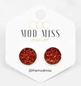 Druzy Stud Earring Burnt Orange