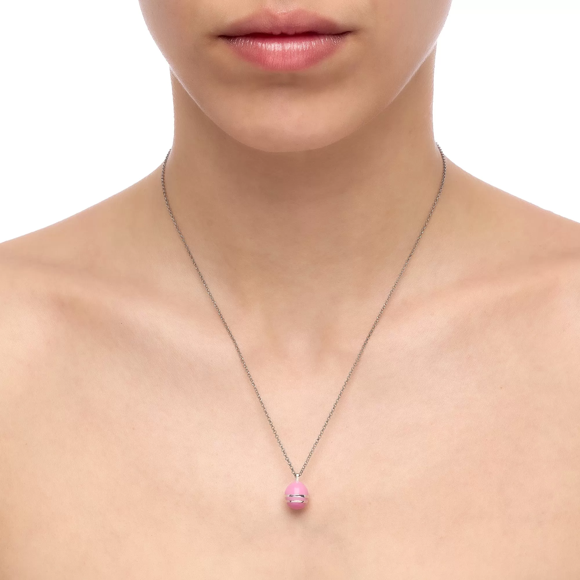 Easter Egg Baby Pink | Enamel | Rhodium Plated 925 Silver