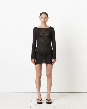 Elektra Grid Mesh Dress in Black