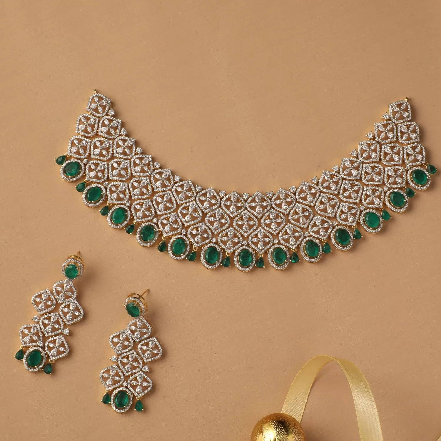 Emerald Radiance CZ Choker Set