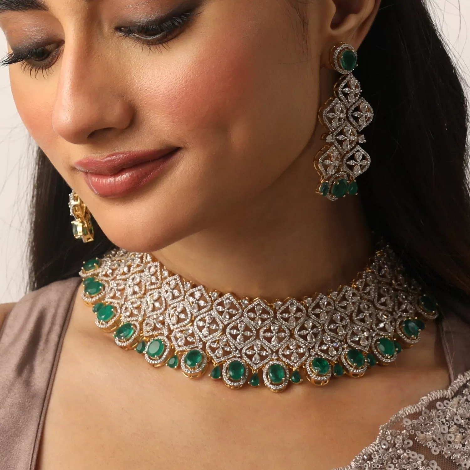 Emerald Radiance CZ Choker Set