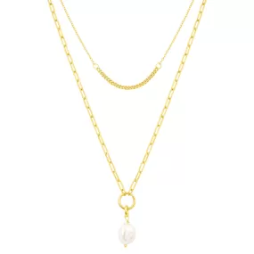 EMILY PEARL LAYER NECKLACE GOLD