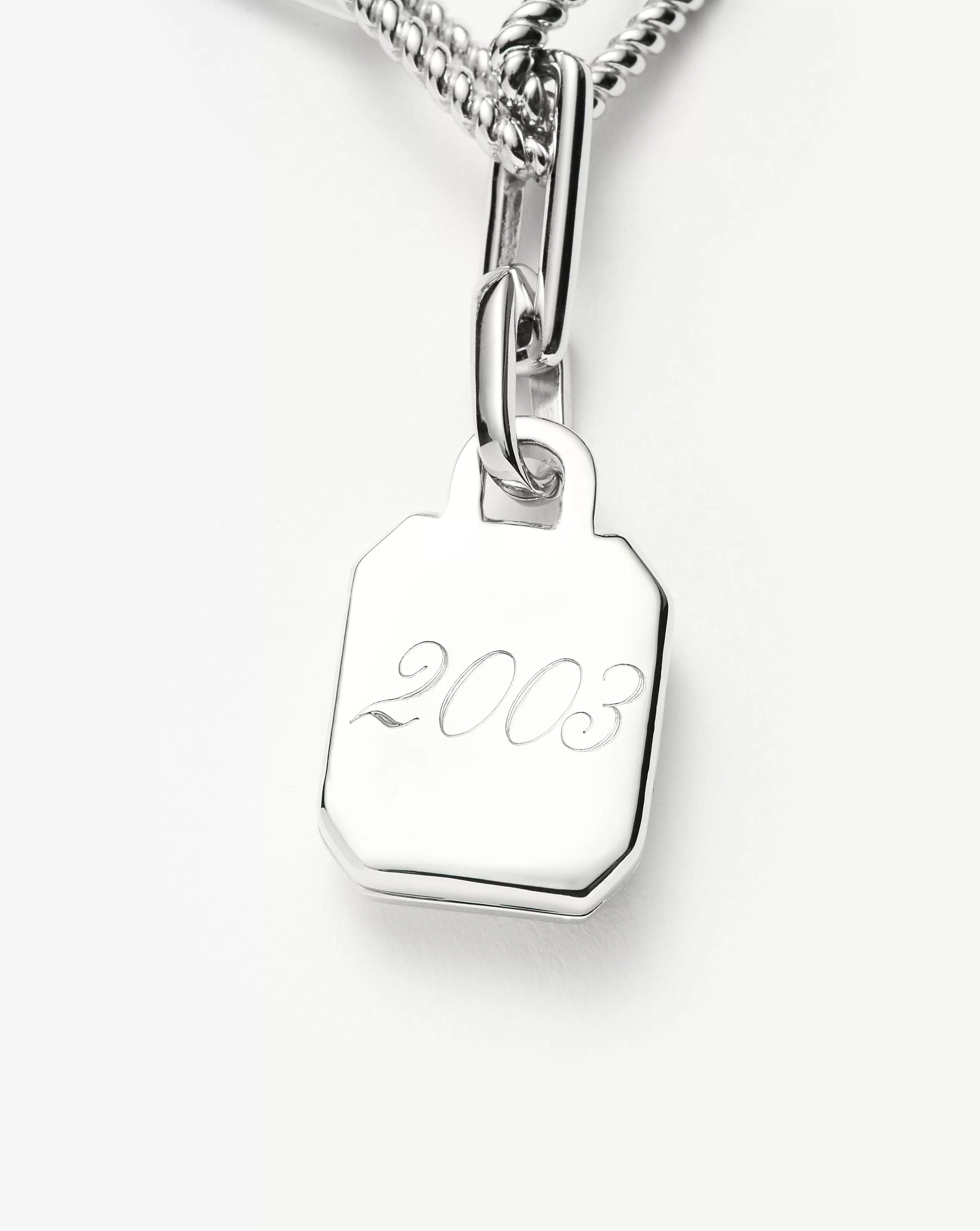 Engravable Square Locket Chain Necklace | Silver Plated/Rainbow Moonstone