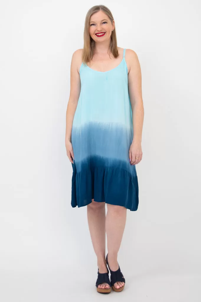 Ettie Dress, Turquoise Dip-Dye