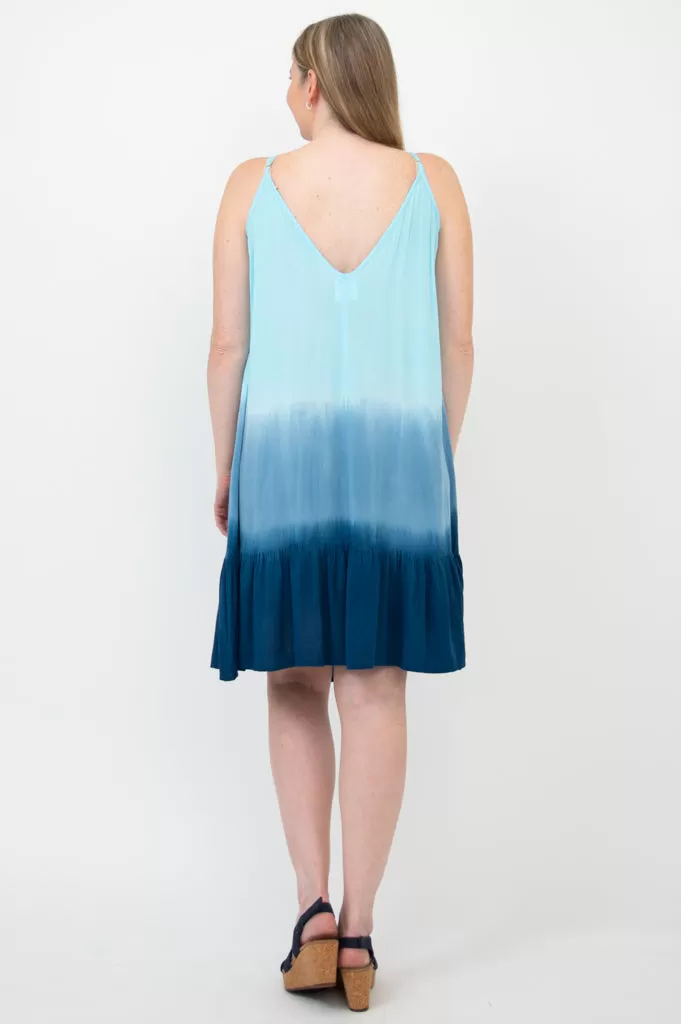 Ettie Dress, Turquoise Dip-Dye