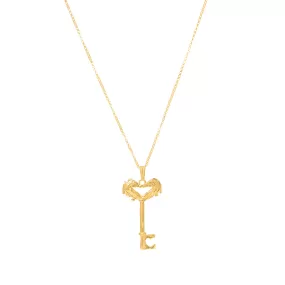 Gold Head Skeleton Key Necklace