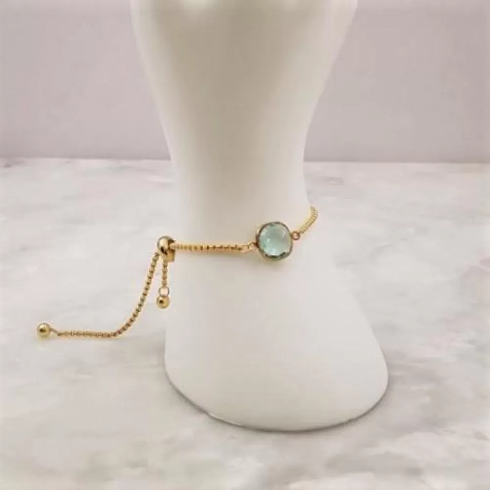 Green Quartz Jeweled Slider Bracelet