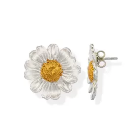 Handmade Gold Plated Silver Daisy Stud Earrings Large