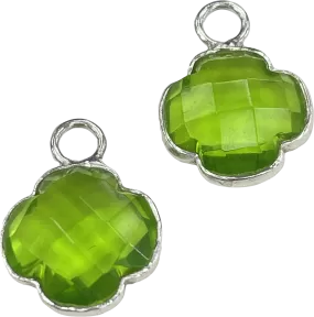 Heavenly London Silver / Green Amethyst Clovers Detachable Drops For Huggies/hoop Earring