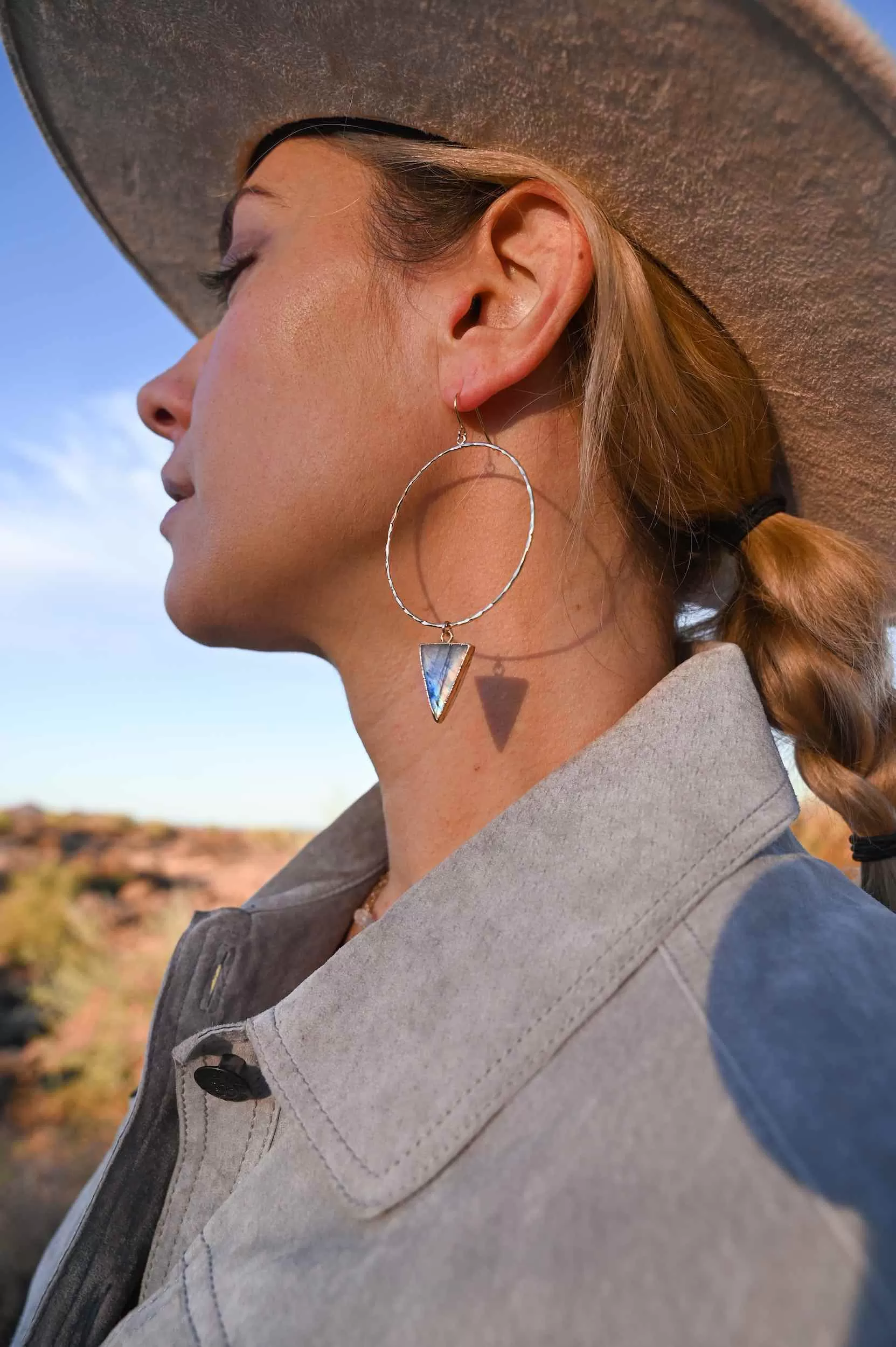 Intuition Labradorite Gold Hoops